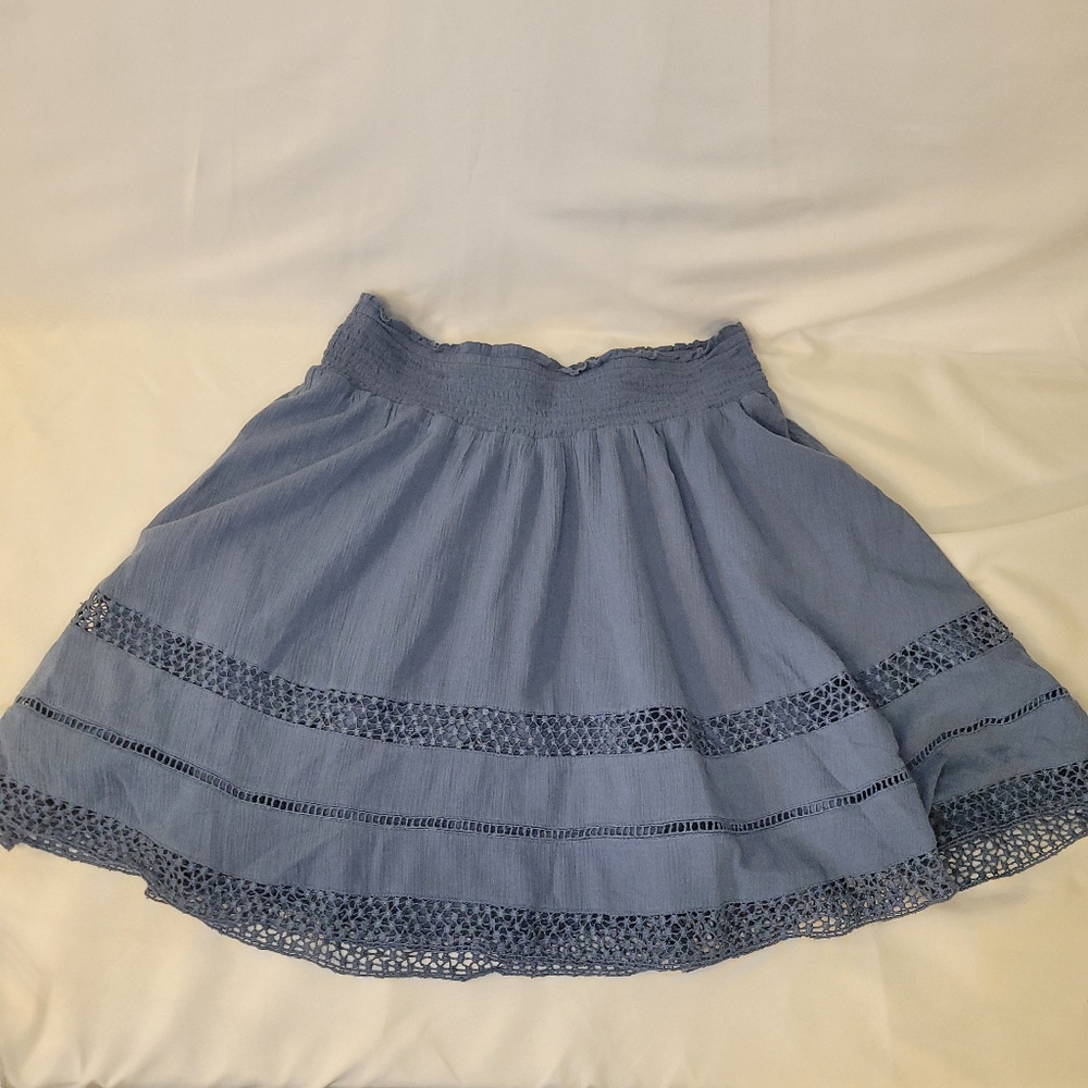 Old Navy Blue Skater Skirt with Lace Detail